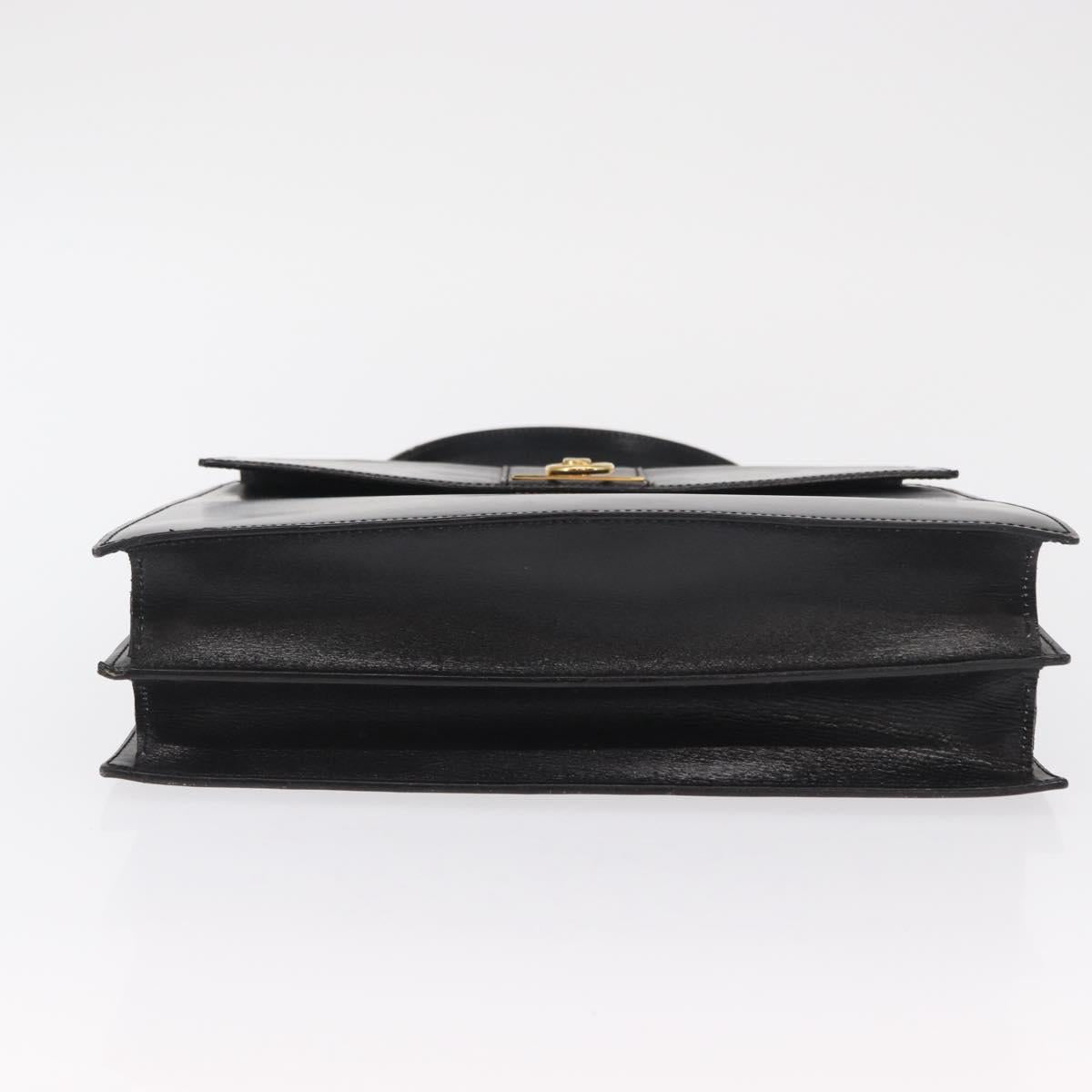 CELINE Hand Bag Leather Black Gold Auth 165770