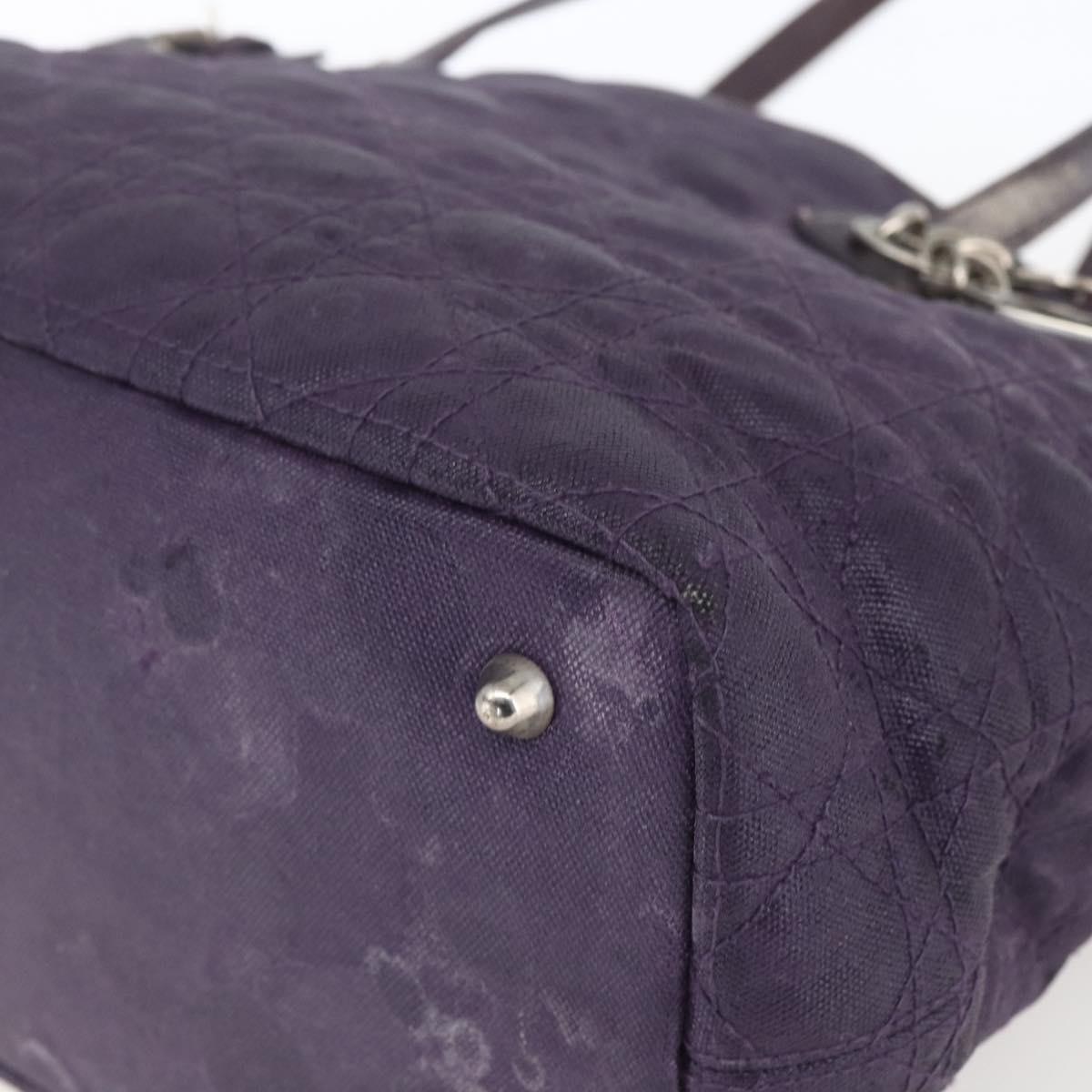 Christian Dior Canage Tote Bag Canvas Purple Silver Auth 165771