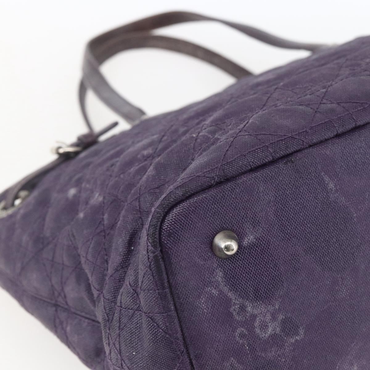 Christian Dior Canage Tote Bag Canvas Purple Silver Auth 165771
