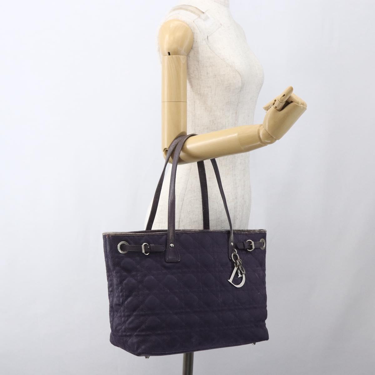 Christian Dior Canage Tote Bag Canvas Purple Silver Auth 165771