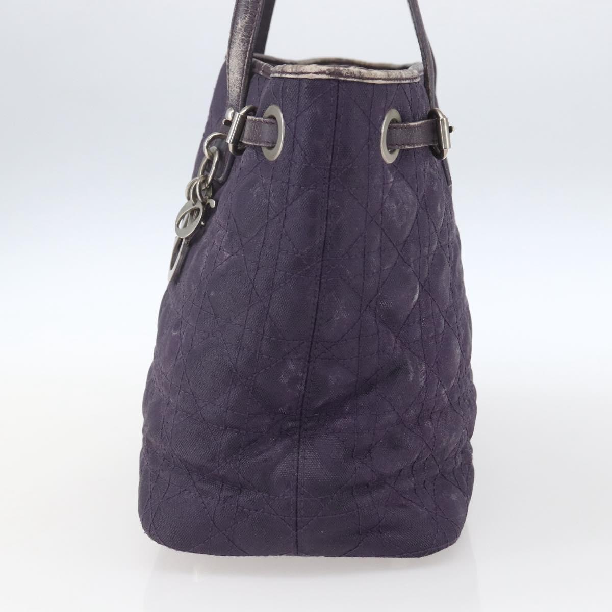 Christian Dior Canage Tote Bag Canvas Purple Silver Auth 165771