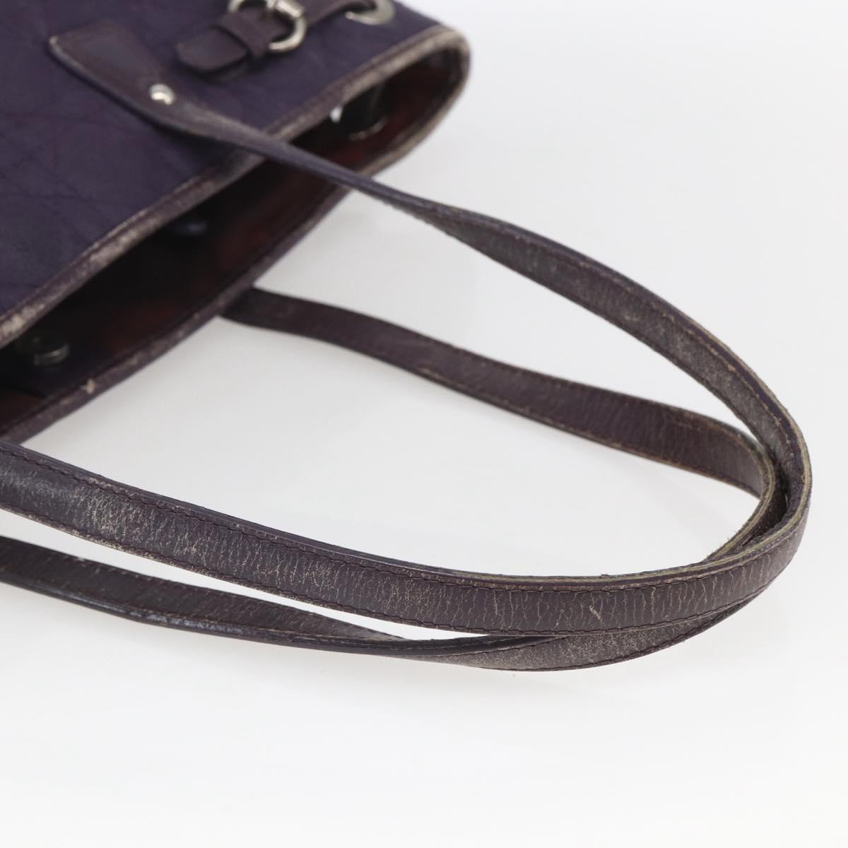 Christian Dior Canage Tote Bag Canvas Purple Silver Auth 165771