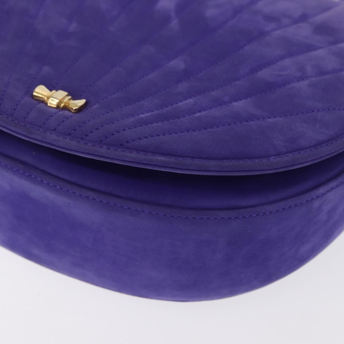 TIFFANY&Co. Chain Shoulder Bag Suede 2way Purple Gold Auth 165775