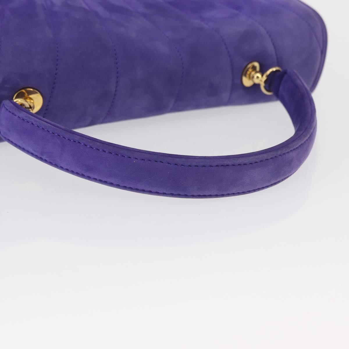 TIFFANY&Co. Chain Shoulder Bag Suede 2way Purple Gold Auth 165775