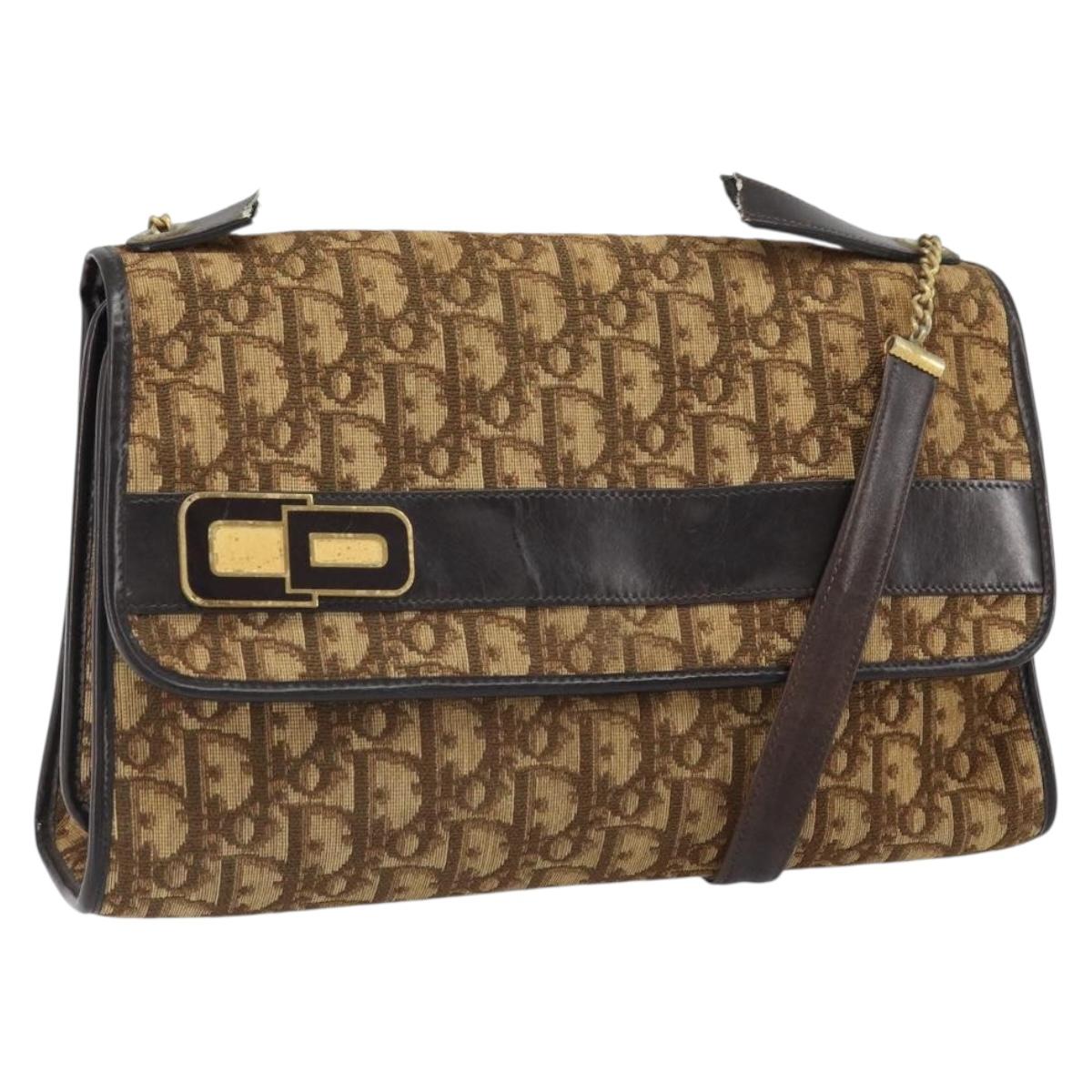 Christian Dior Trotter Canvas Romantic Hand Bag 2way Beige Gold Auth 165776