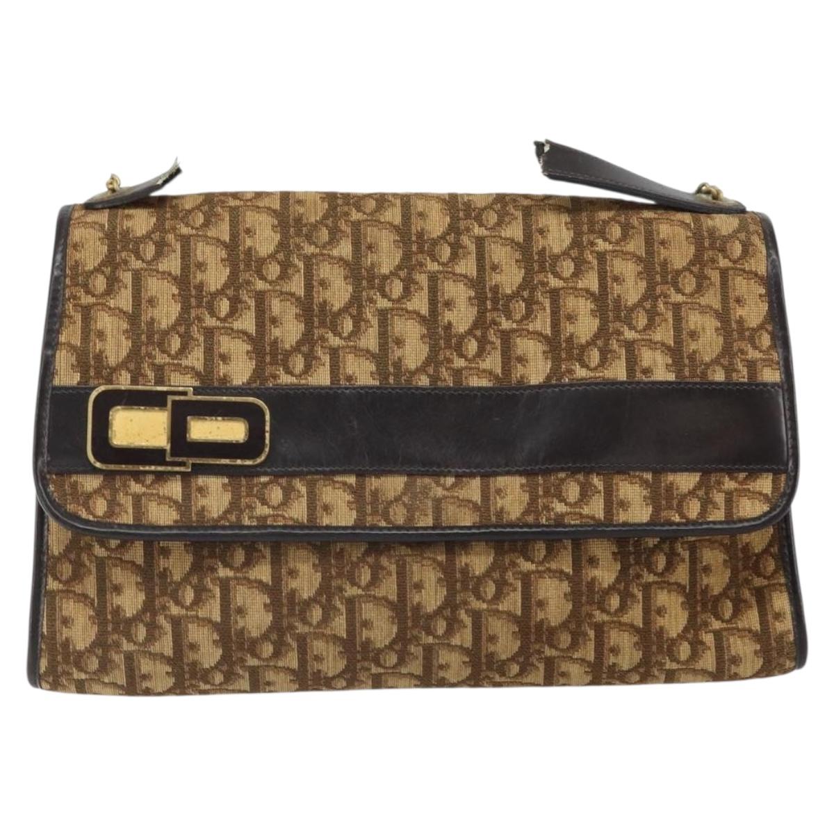 Christian Dior Trotter Canvas Romantic Hand Bag 2way Beige Gold Auth 165776