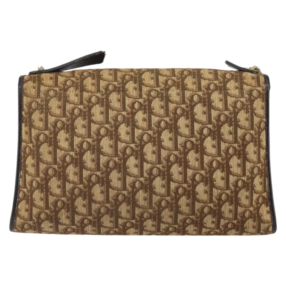 Christian Dior Trotter Canvas Romantic Hand Bag 2way Beige Gold Auth 165776