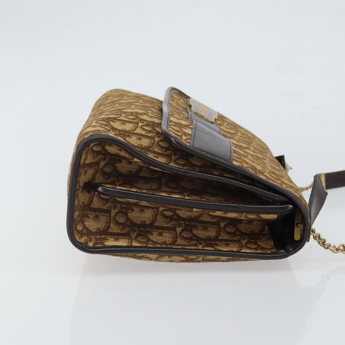 Christian Dior Trotter Canvas Romantic Hand Bag 2way Beige Gold Auth 165776