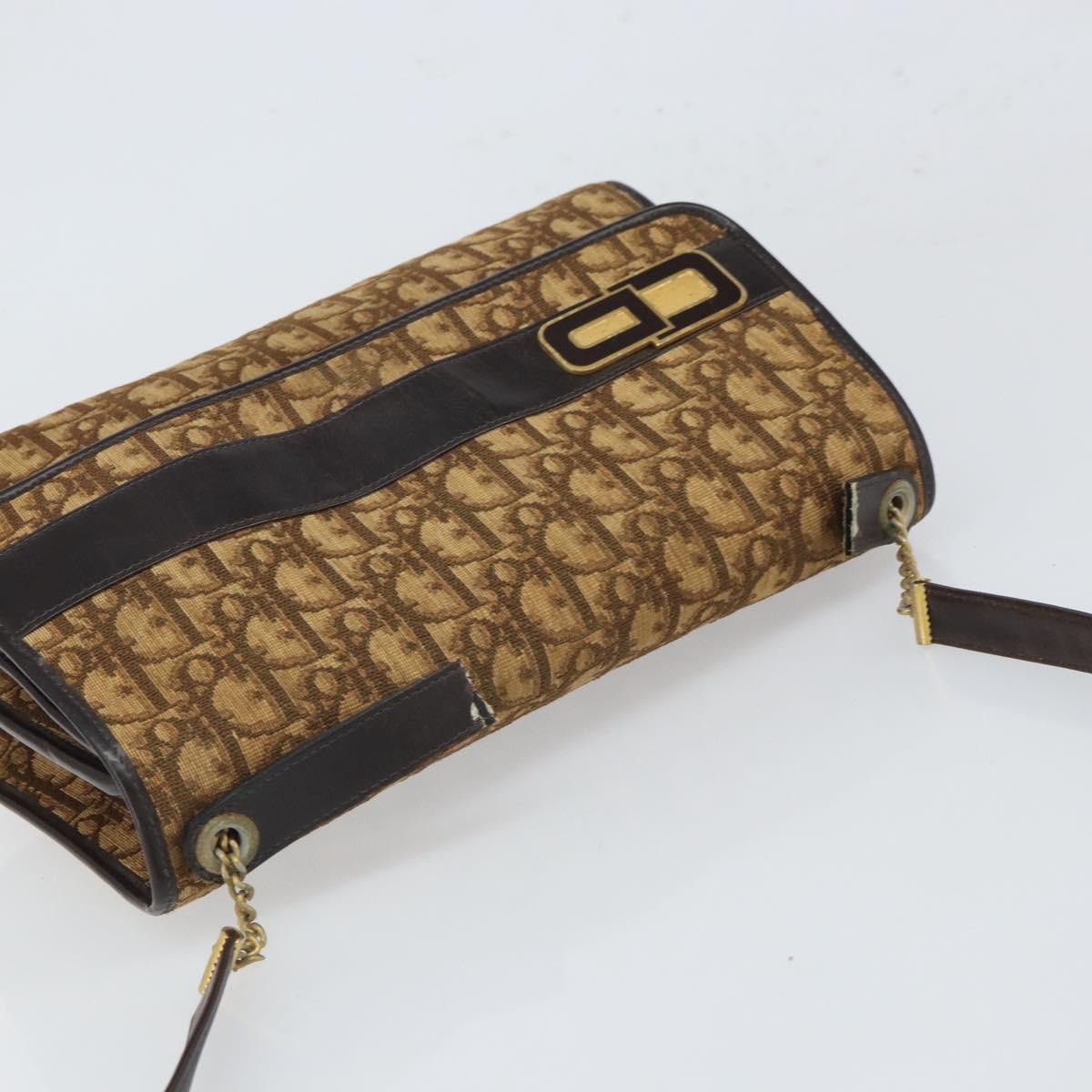 Christian Dior Trotter Canvas Romantic Hand Bag 2way Beige Gold Auth 165776