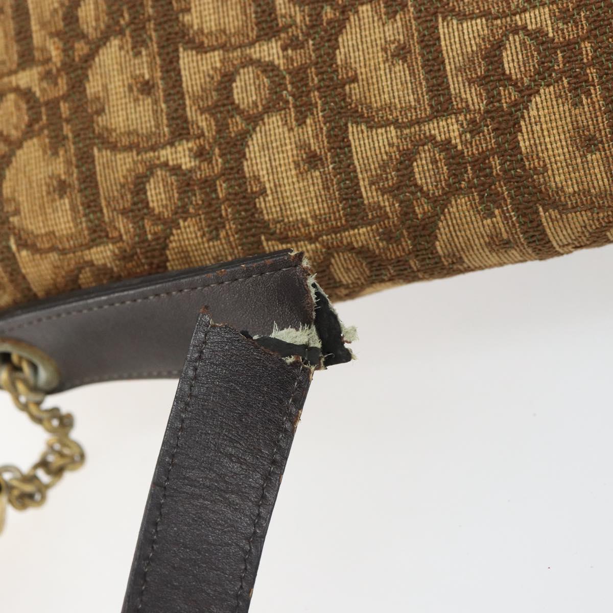 Christian Dior Trotter Canvas Romantic Hand Bag 2way Beige Gold Auth 165776