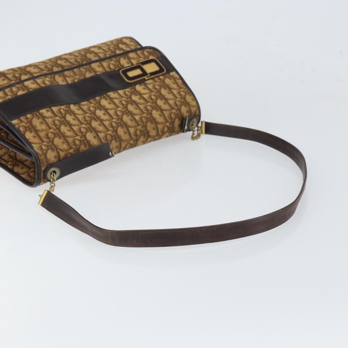 Christian Dior Trotter Canvas Romantic Hand Bag 2way Beige Gold Auth 165776