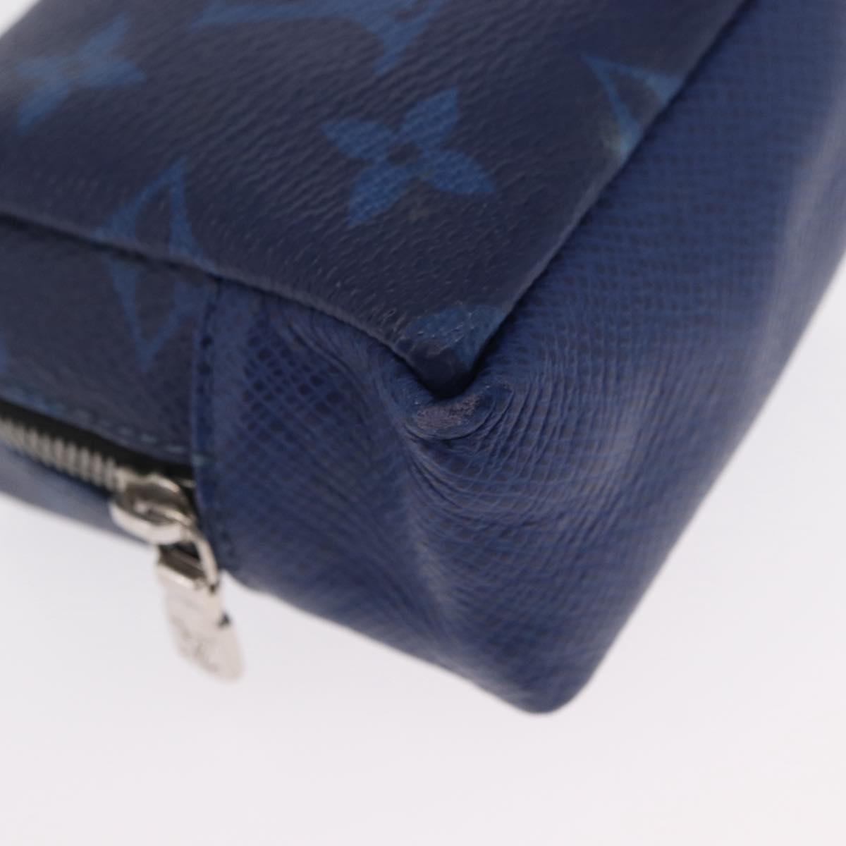 LOUIS VUITTON Monogram Taigarama Porte Cles Pouch Blue M69309 LV Auth 165797