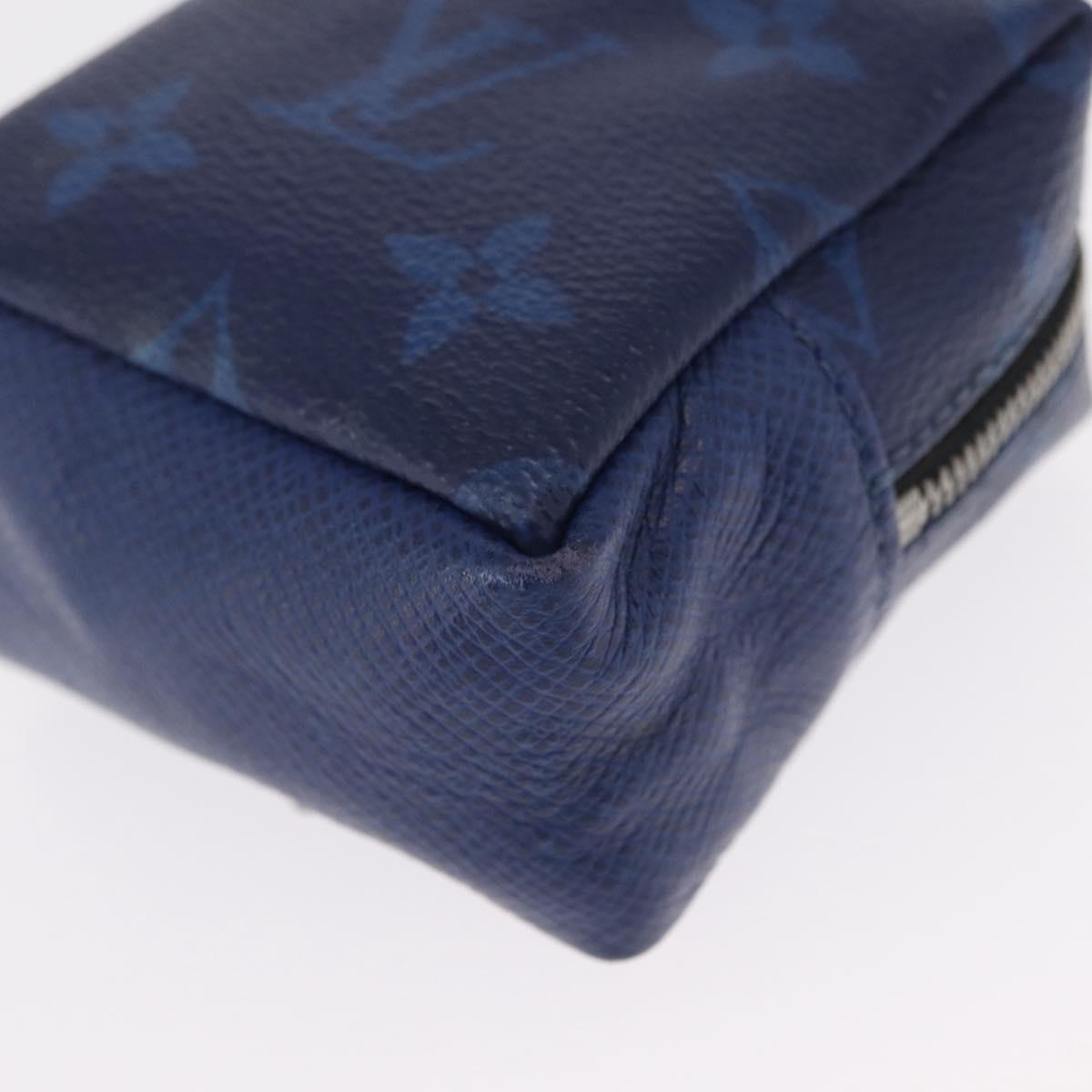 LOUIS VUITTON Monogram Taigarama Porte Cles Pouch Blue M69309 LV Auth 165797