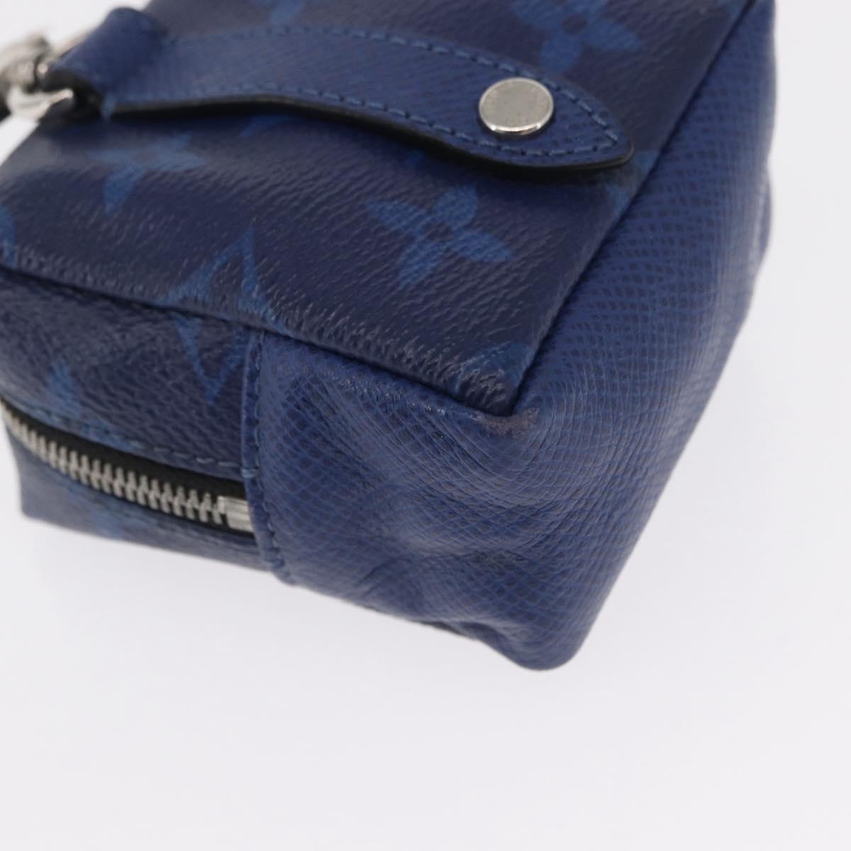 LOUIS VUITTON Monogram Taigarama Porte Cles Pouch Blue M69309 LV Auth 165797