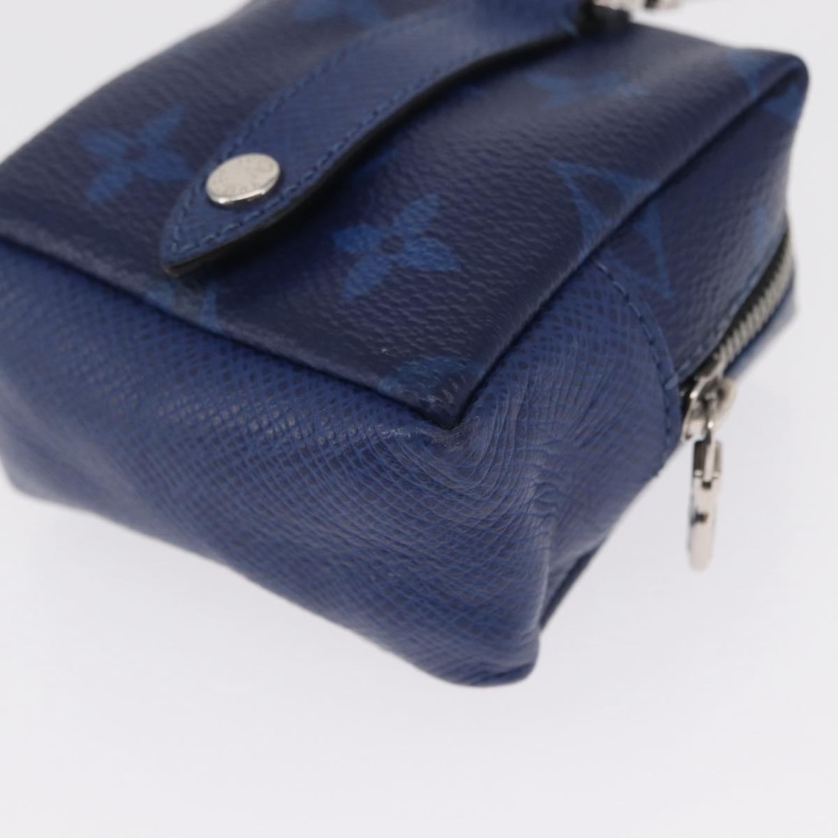 LOUIS VUITTON Monogram Taigarama Porte Cles Pouch Blue M69309 LV Auth 165797