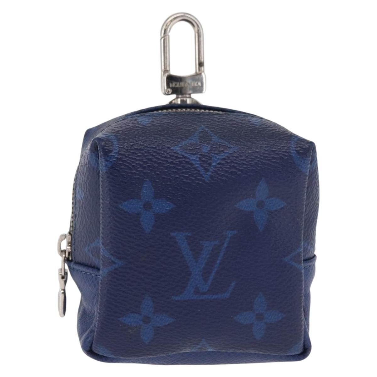 LOUIS VUITTON Monogram Taigarama Porte Cles Pouch Blue M69309 LV Auth 165797