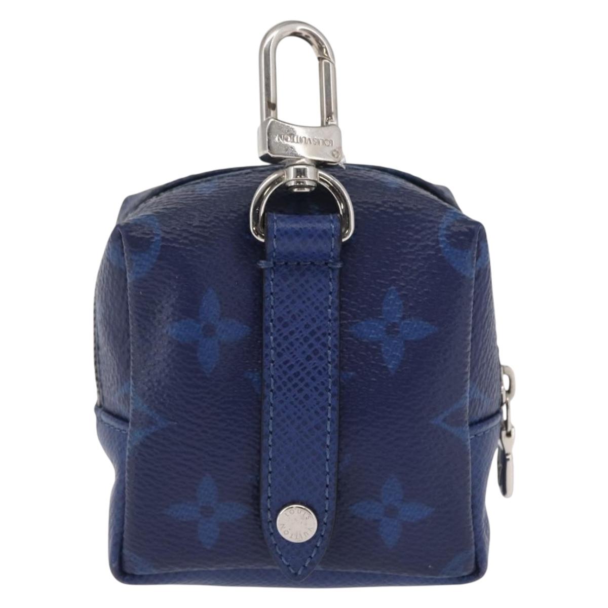 LOUIS VUITTON Monogram Taigarama Porte Cles Pouch Blue M69309 LV Auth 165797