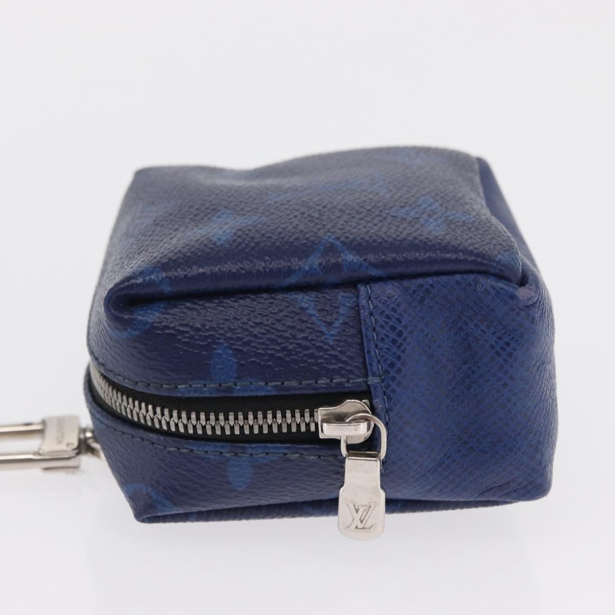 LOUIS VUITTON Monogram Taigarama Porte Cles Pouch Blue M69309 LV Auth 165797