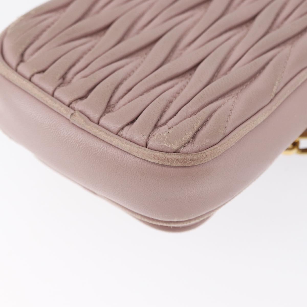 Miu Miu Matelasse Pouch Chain Shoulder Bag Leather Pink Gold Auth 165800