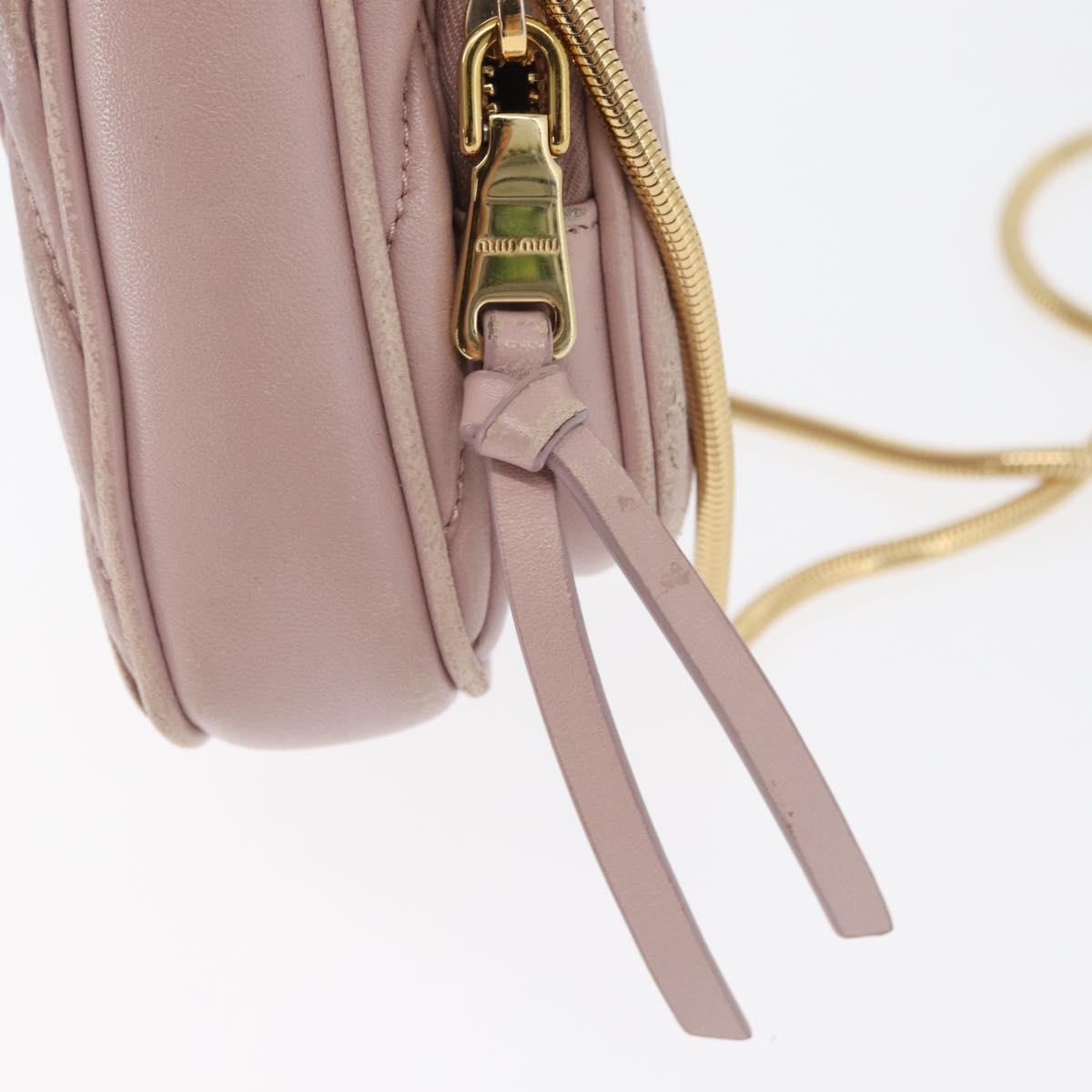 Miu Miu Matelasse Pouch Chain Shoulder Bag Leather Pink Gold Auth 165800