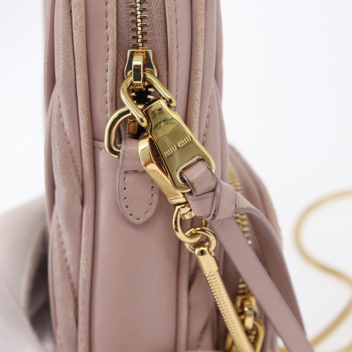 Miu Miu Matelasse Pouch Chain Shoulder Bag Leather Pink Gold Auth 165800