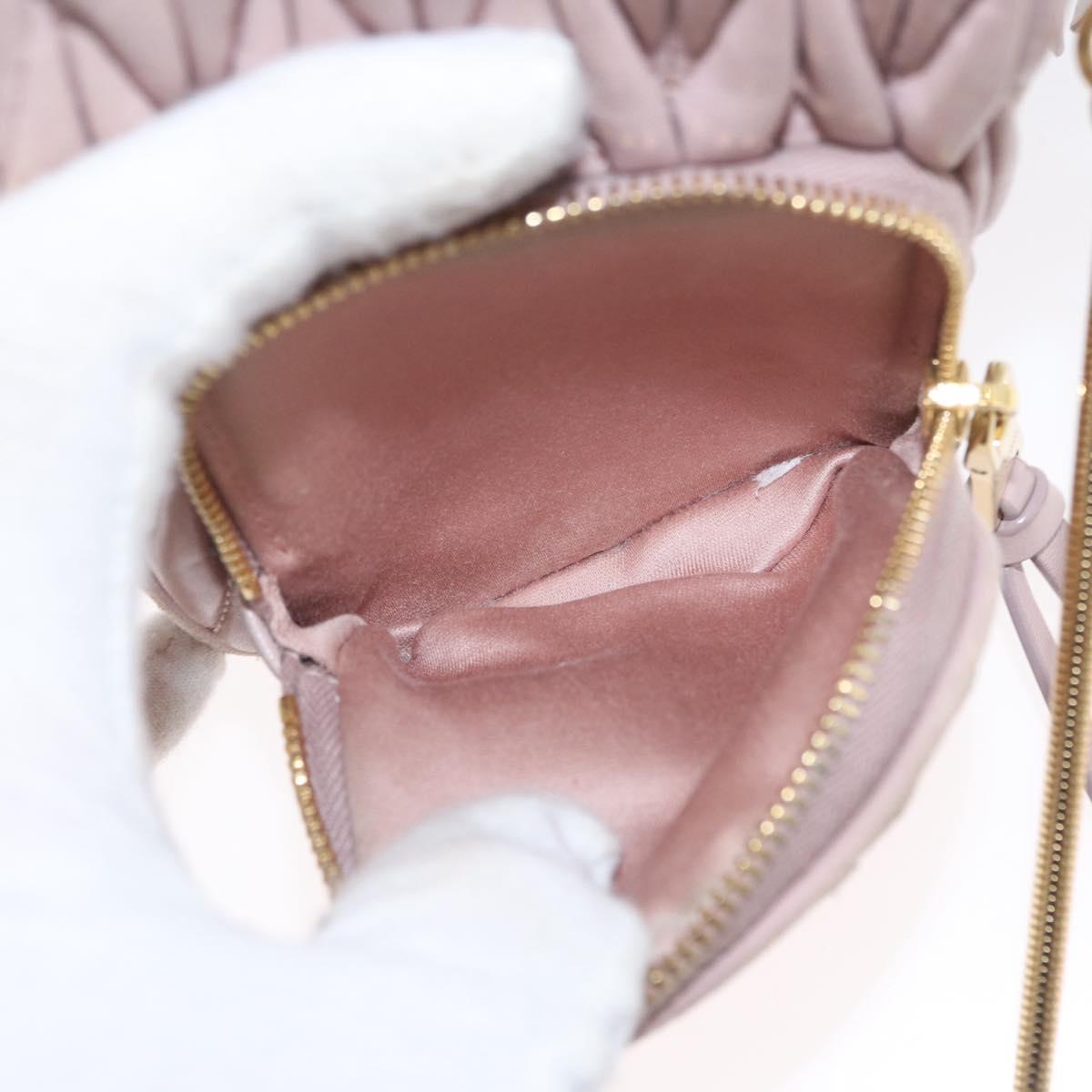 Miu Miu Matelasse Pouch Chain Shoulder Bag Leather Pink Gold Auth 165800