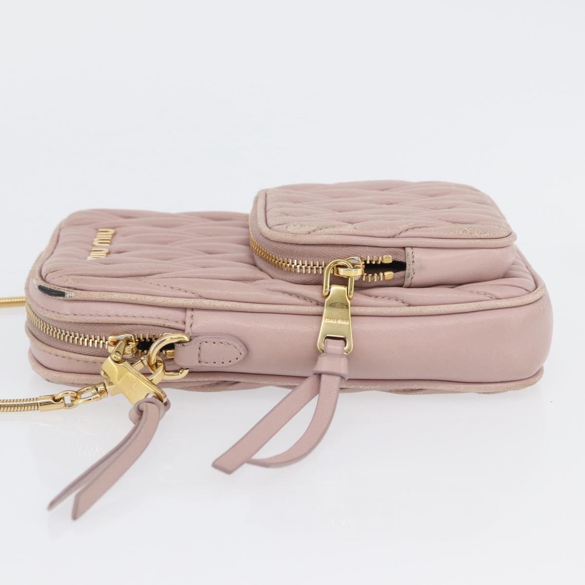 Miu Miu Matelasse Pouch Chain Shoulder Bag Leather Pink Gold Auth 165800
