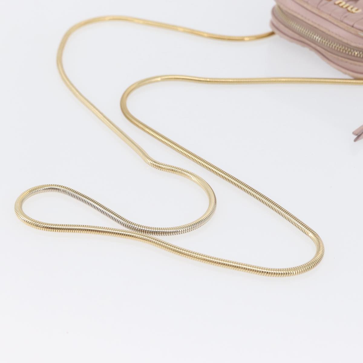 Miu Miu Matelasse Pouch Chain Shoulder Bag Leather Pink Gold Auth 165800