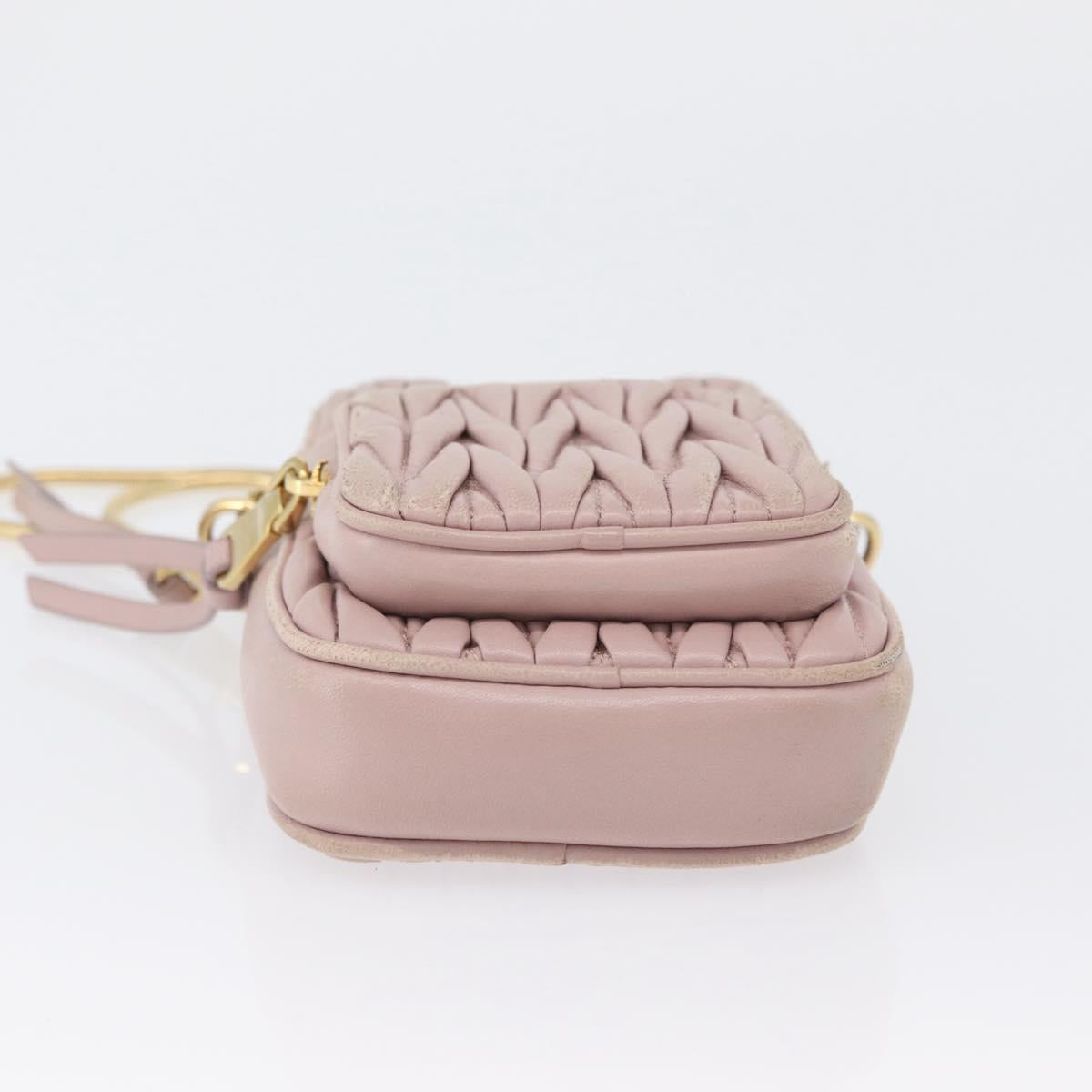 Miu Miu Matelasse Pouch Chain Shoulder Bag Leather Pink Gold Auth 165800