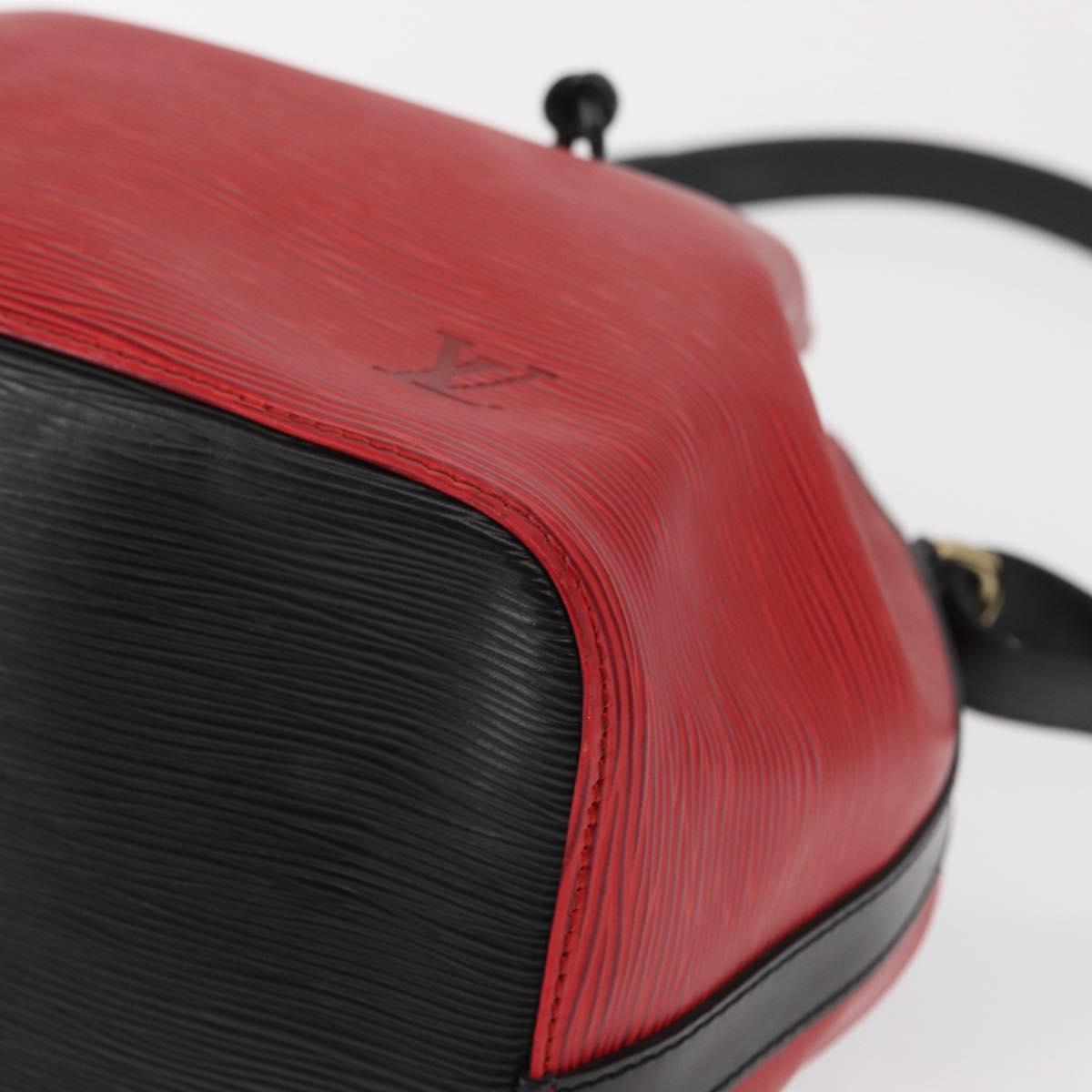 LOUIS VUITTON Epi Petit Noe Shoulder Bag Bicolor Black Red M44017 LV Auth 165805