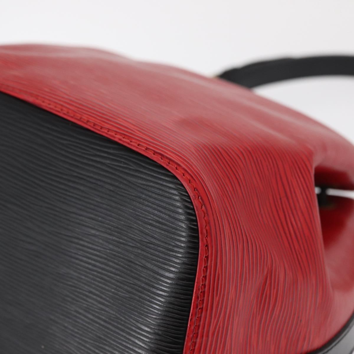 LOUIS VUITTON Epi Petit Noe Shoulder Bag Bicolor Black Red M44017 LV Auth 165805