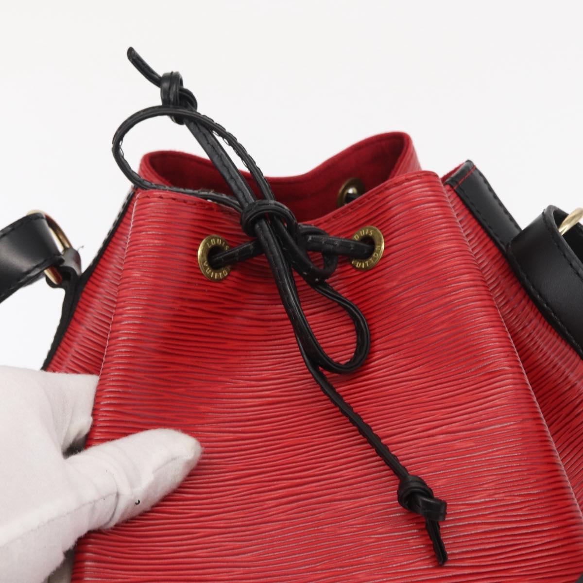 LOUIS VUITTON Epi Petit Noe Shoulder Bag Bicolor Black Red M44017 LV Auth 165805
