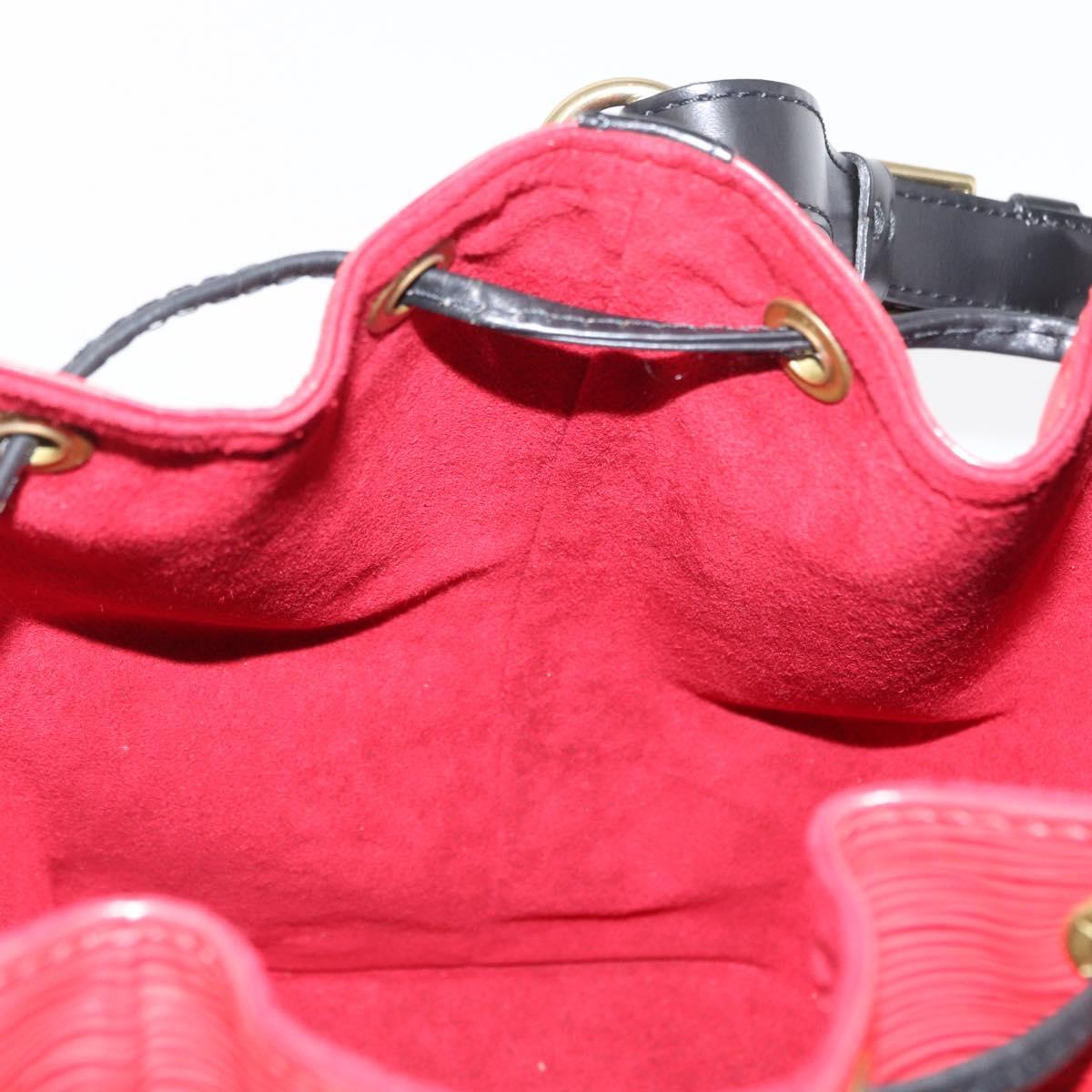 LOUIS VUITTON Epi Petit Noe Shoulder Bag Bicolor Black Red M44017 LV Auth 165805