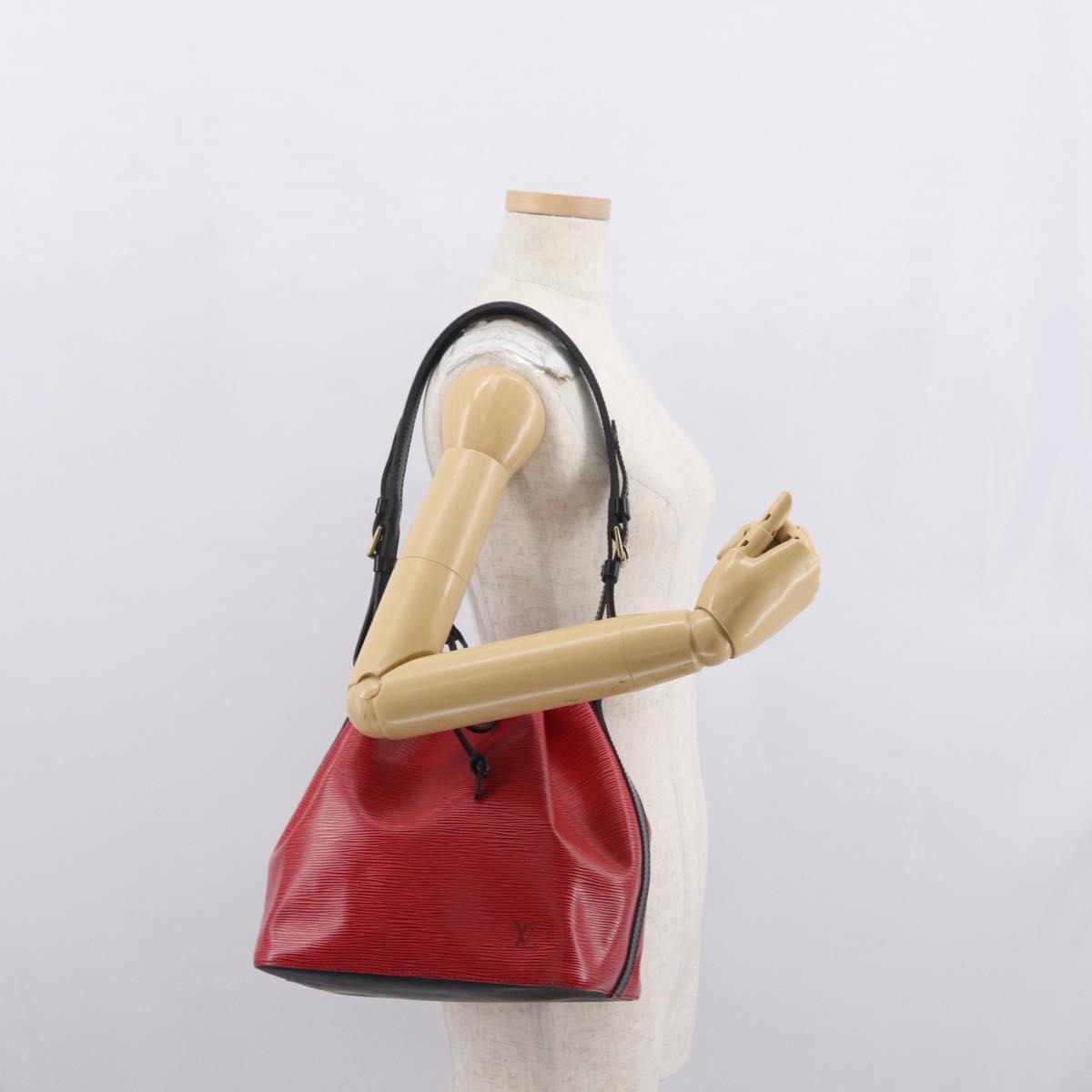 LOUIS VUITTON Epi Petit Noe Shoulder Bag Bicolor Black Red M44017 LV Auth 165805
