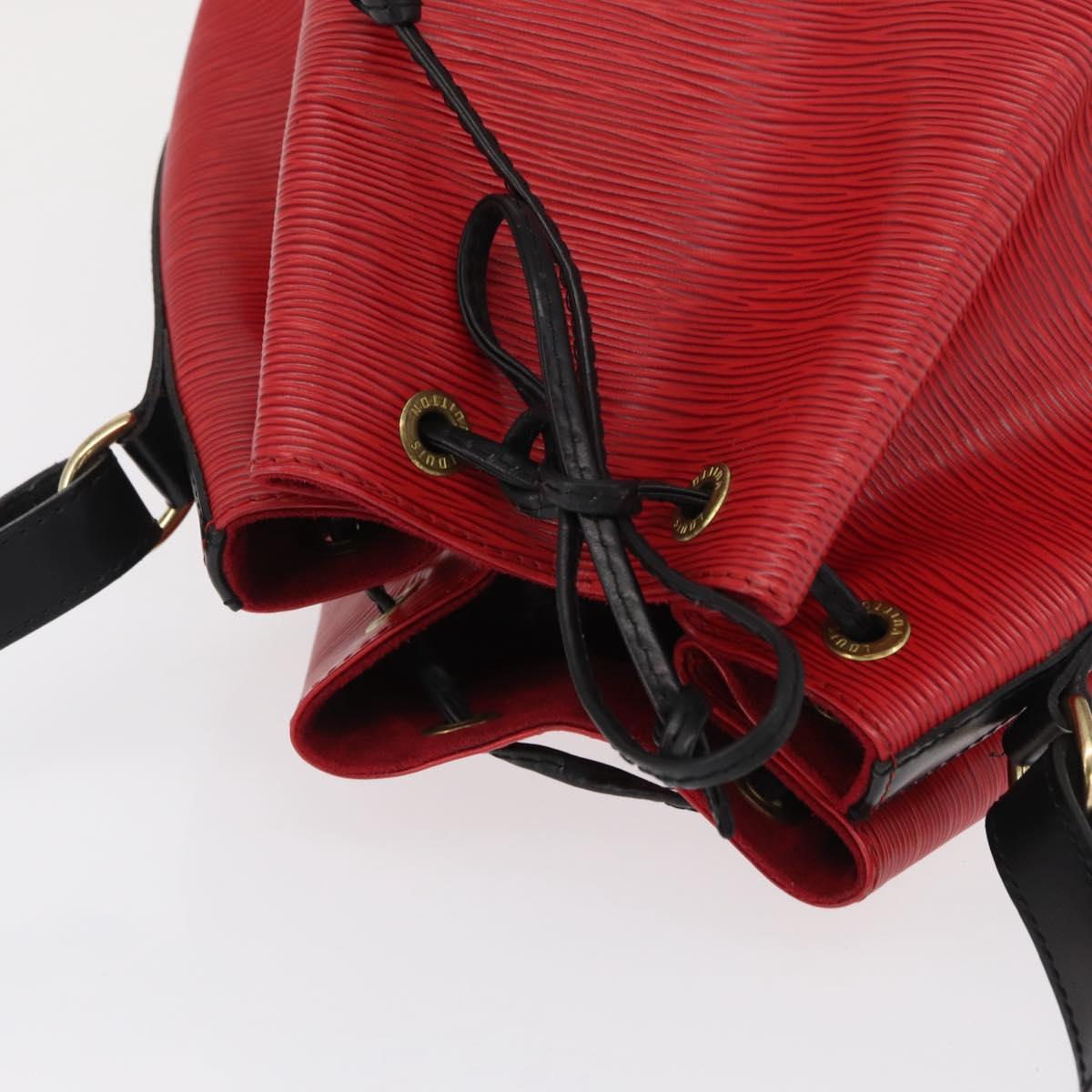 LOUIS VUITTON Epi Petit Noe Shoulder Bag Bicolor Black Red M44017 LV Auth 165805