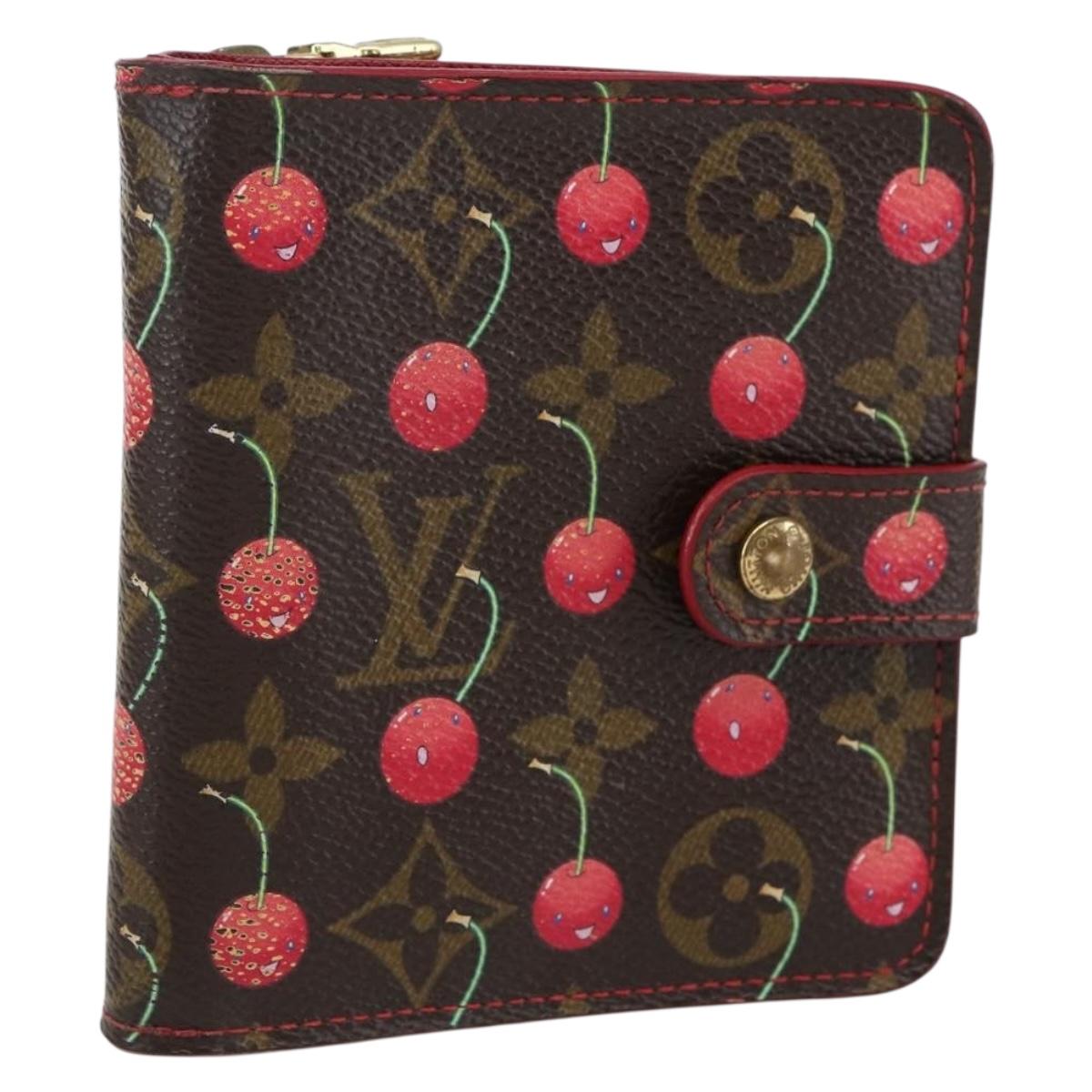 LOUIS VUITTON Monogram Cherry Compact Zip Bifold Wallet M95005 LV Auth 165814V