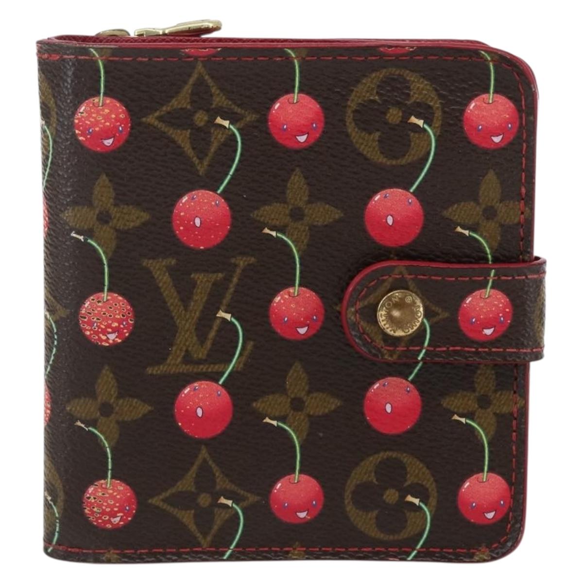 LOUIS VUITTON Monogram Cherry Compact Zip Bifold Wallet M95005 LV Auth 165814V