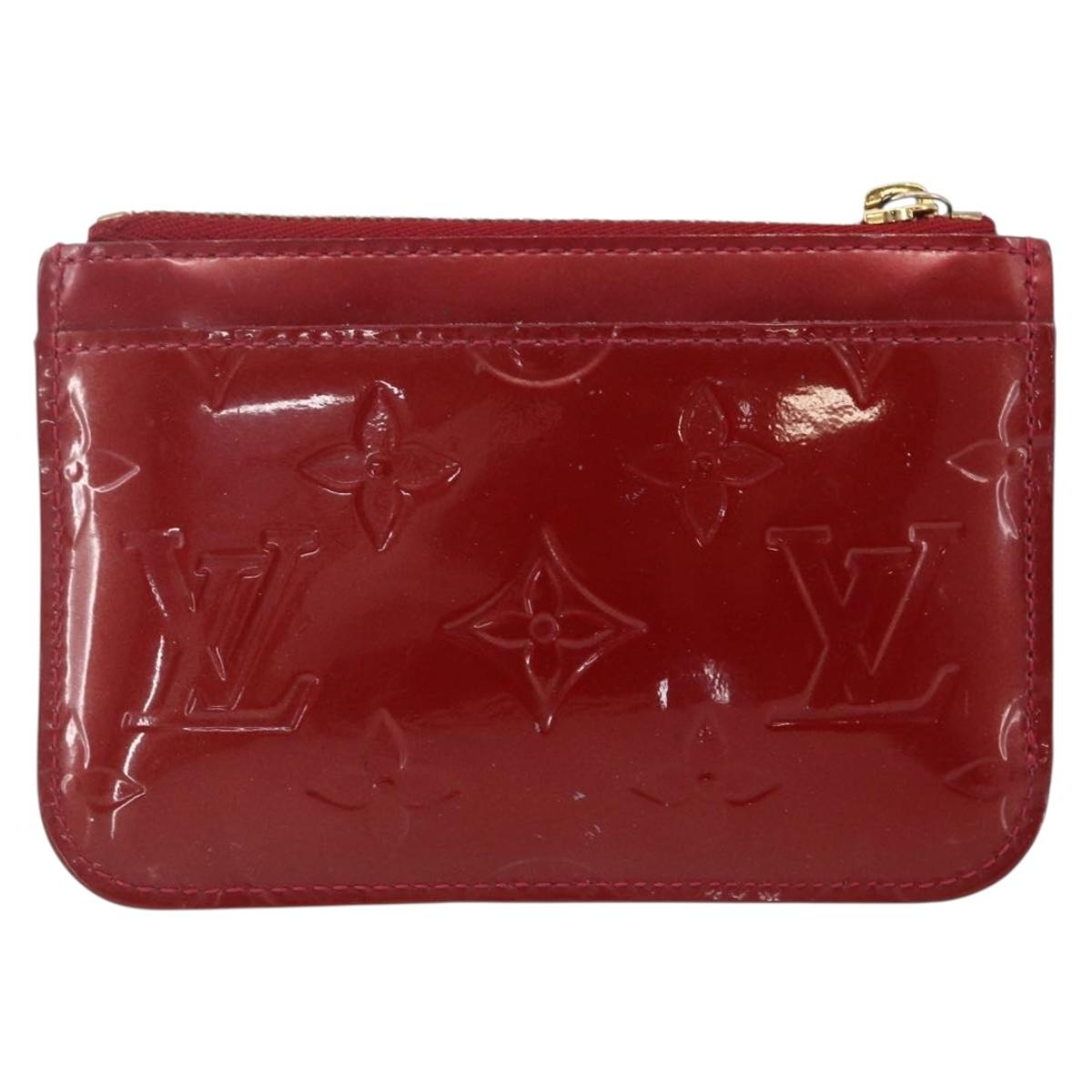 LOUIS VUITTON Vernis Pochette Cle NM Purse Rouge Grunadine M91737 LV Auth 165816
