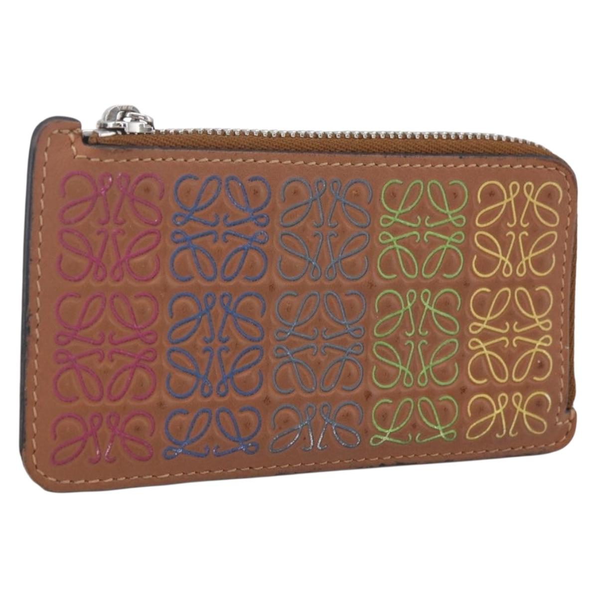 LOEWE Anagram Fragment Case Card Case Leather Multicolor Auth 165822