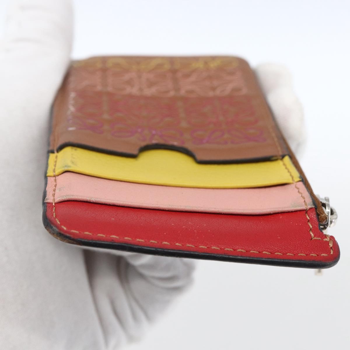 LOEWE Anagram Fragment Case Card Case Leather Multicolor Auth 165822
