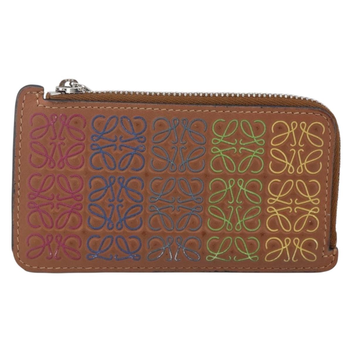 LOEWE Anagram Fragment Case Card Case Leather Multicolor Auth 165822