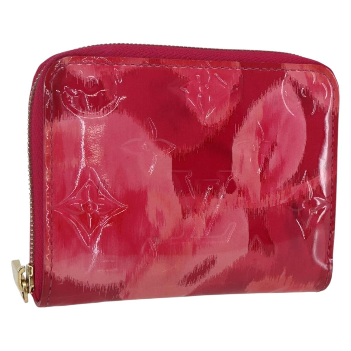 LOUIS VUITTON Vernis Ikat Flower Zippy Coin Purse Rose Andian M90030 Auth 165824