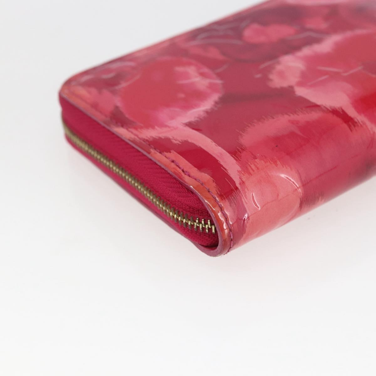 LOUIS VUITTON Vernis Ikat Flower Zippy Coin Purse Rose Andian M90030 Auth 165824