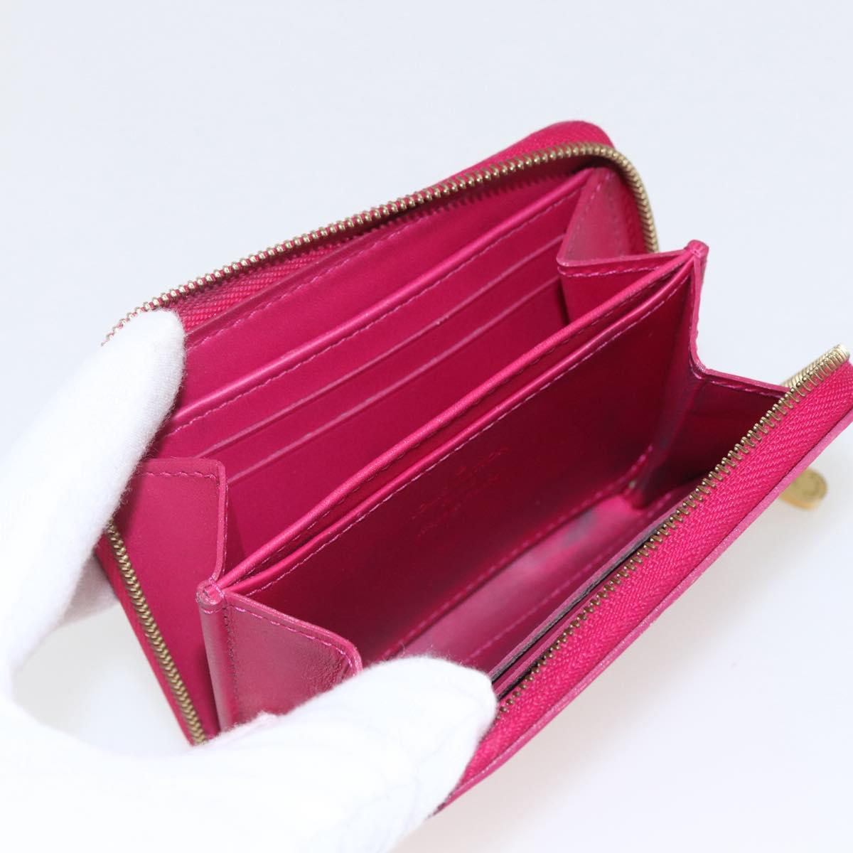 LOUIS VUITTON Vernis Ikat Flower Zippy Coin Purse Rose Andian M90030 Auth 165824