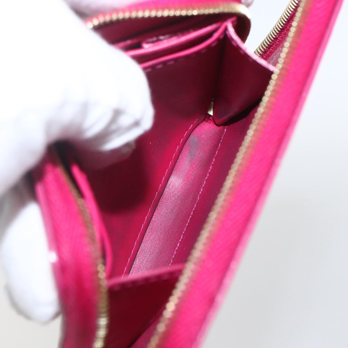 LOUIS VUITTON Vernis Ikat Flower Zippy Coin Purse Rose Andian M90030 Auth 165824