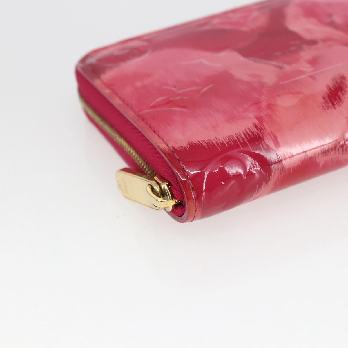 LOUIS VUITTON Vernis Ikat Flower Zippy Coin Purse Rose Andian M90030 Auth 165824