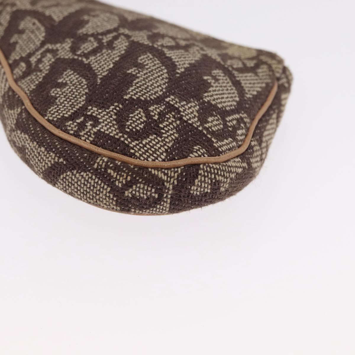 Christian Dior Trotter Canvas Saddle Coin Purse Beige Auth 165825
