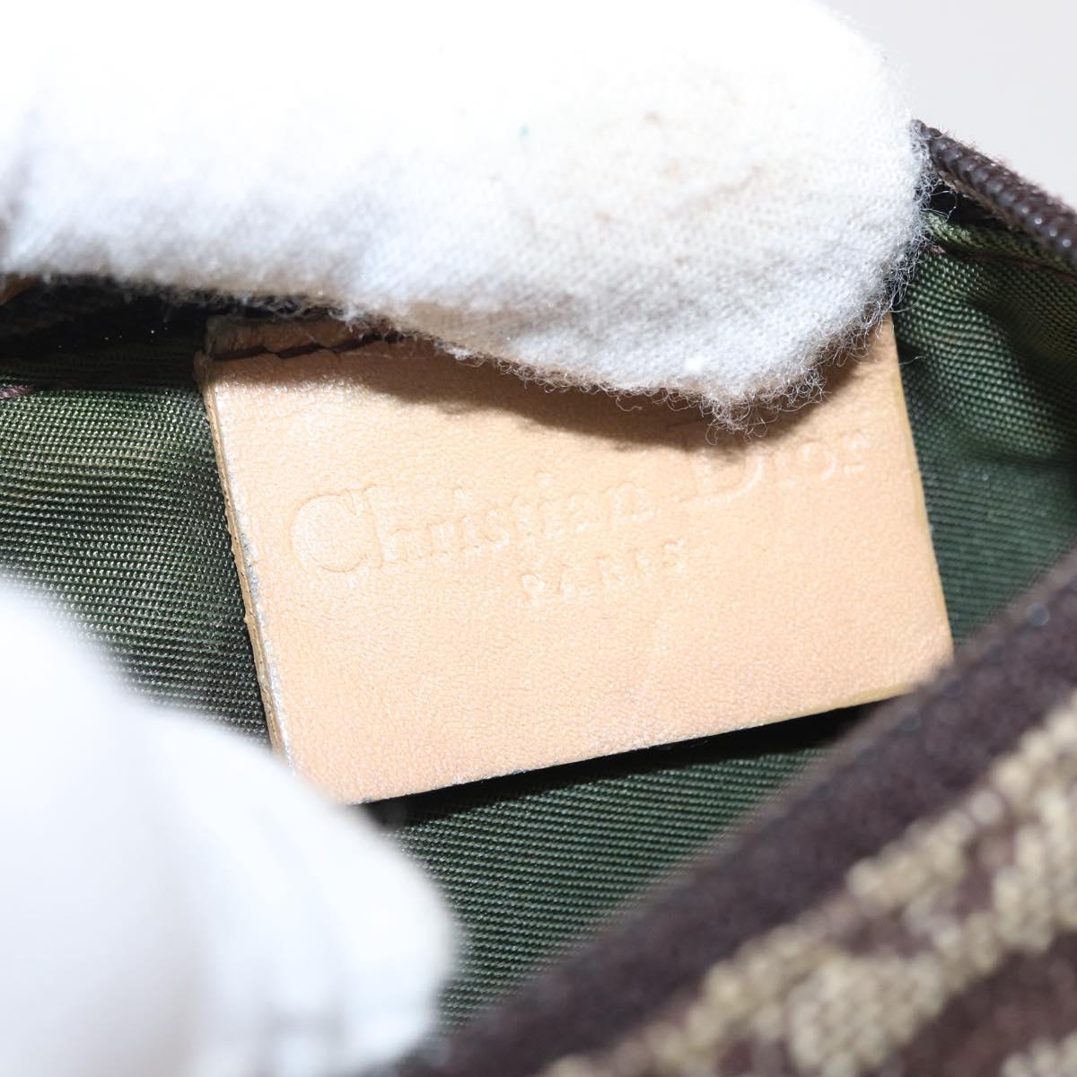 Christian Dior Trotter Canvas Saddle Coin Purse Beige Auth 165825