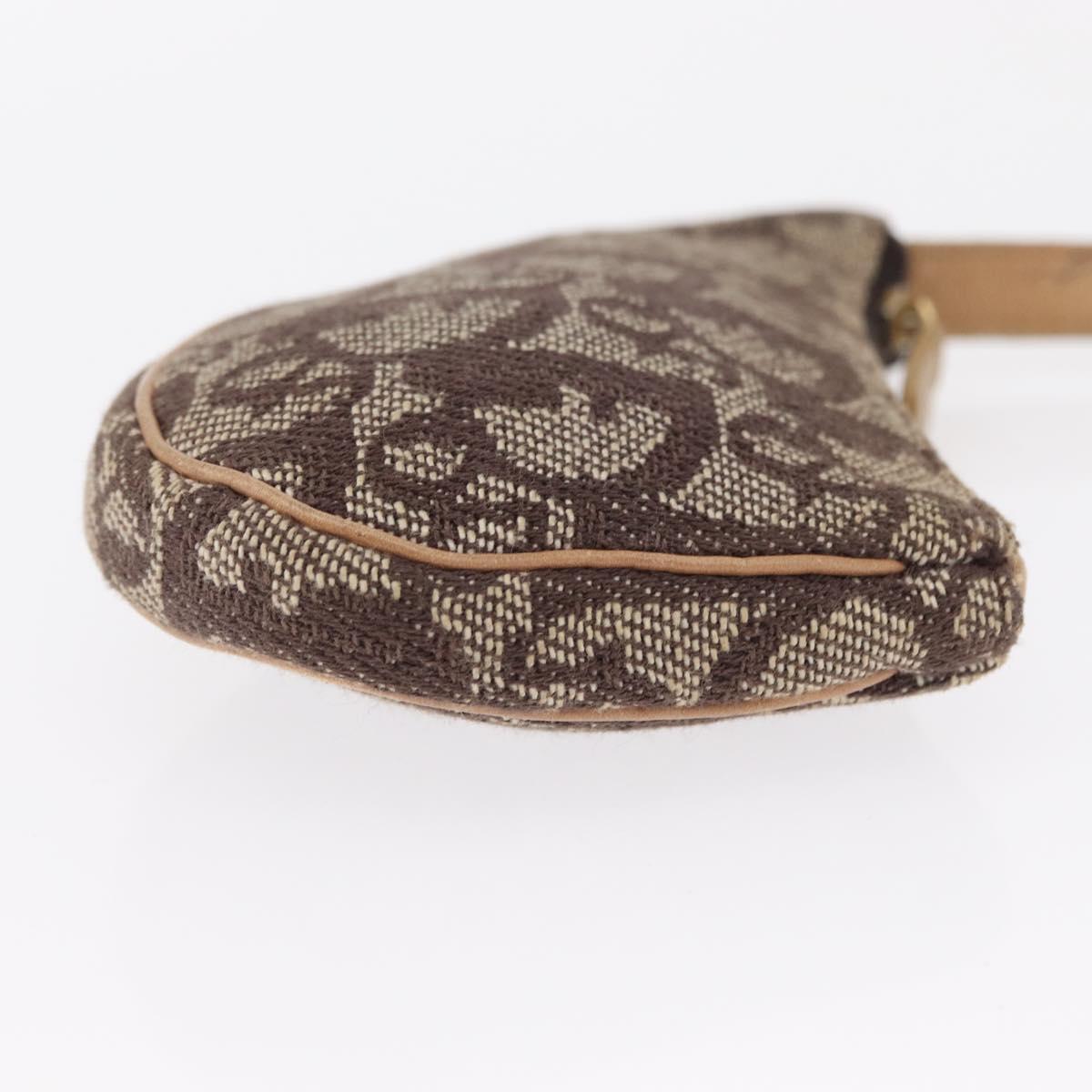 Christian Dior Trotter Canvas Saddle Coin Purse Beige Auth 165825