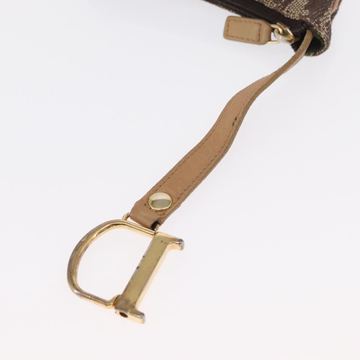Christian Dior Trotter Canvas Saddle Coin Purse Beige Auth 165825